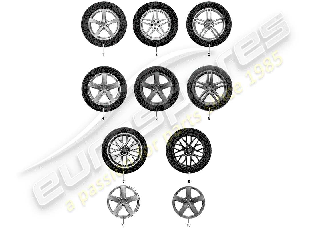 porsche 2016 (tequipment macan) 1 configurar llantas de aluminio con diagrama de piezas