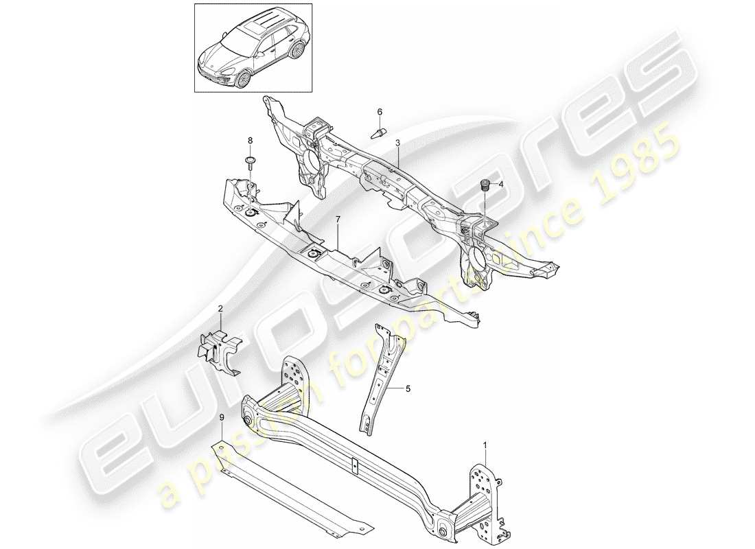 porsche 2012 (cayenne e2 92a) soporte diagrama de piezas