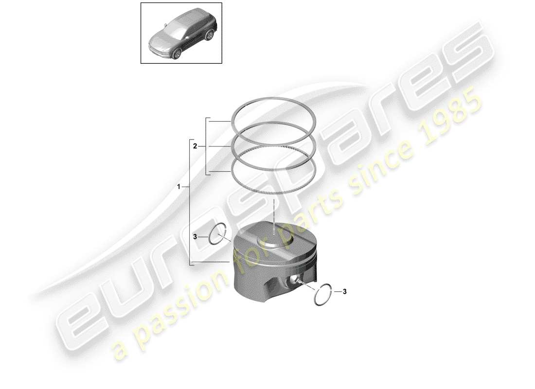 porsche 2018 (cayenne e3 9ya/9yb) piston complete diagrama de piezas