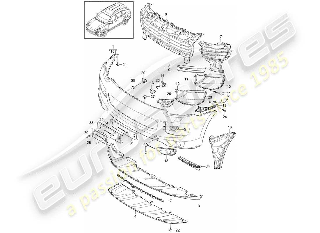 porsche 2014 (cayenne e2 92a) recubrimiento diagrama de piezas