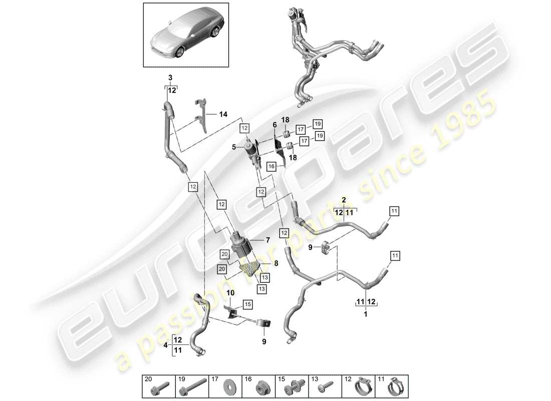 porsche 2017 (panamera 971-1) calentador diagrama de piezas