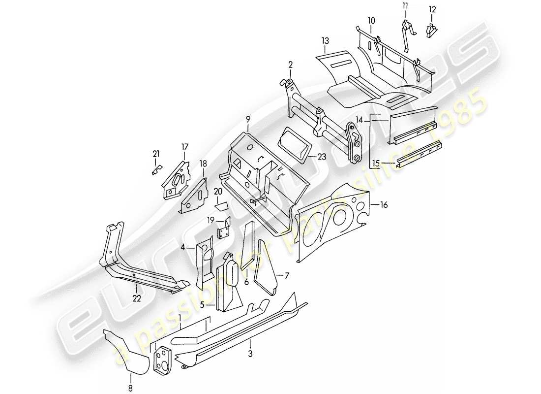 porsche 1950 (356/356a) marco - piezas individuales diagrama de piezas