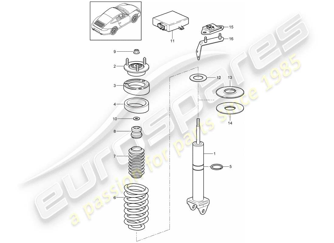 porsche 2010 (997-2) amortiguador diagrama de piezas