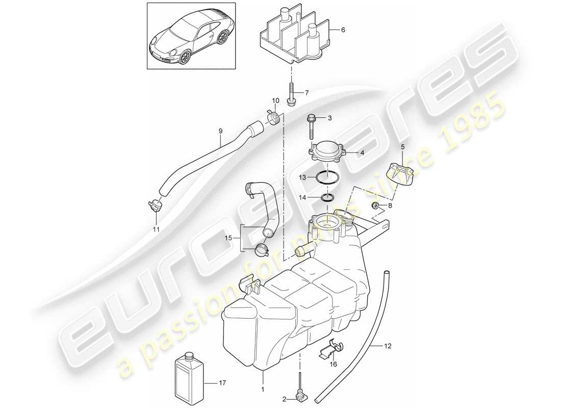 porsche 2010 (997-2) diagrama de piezas de refrigeración por agua