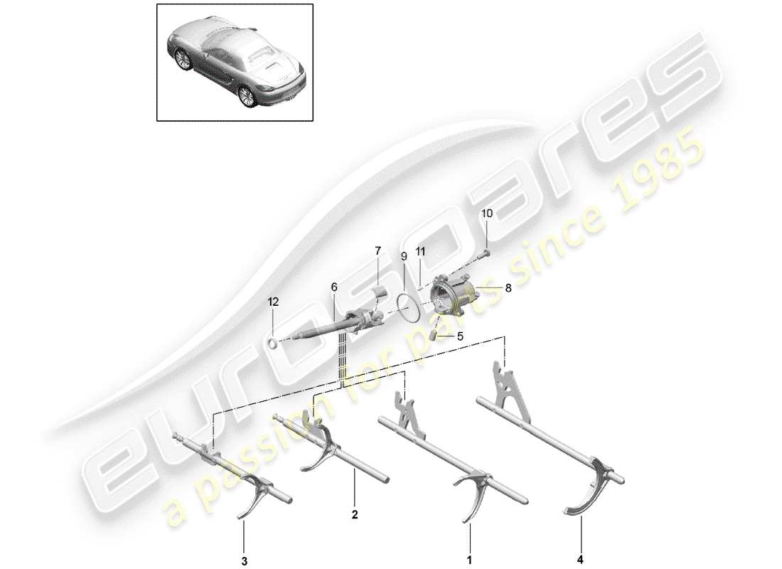 porsche 2016 (981 boxster) diagrama de piezas de la caja de cambios manual