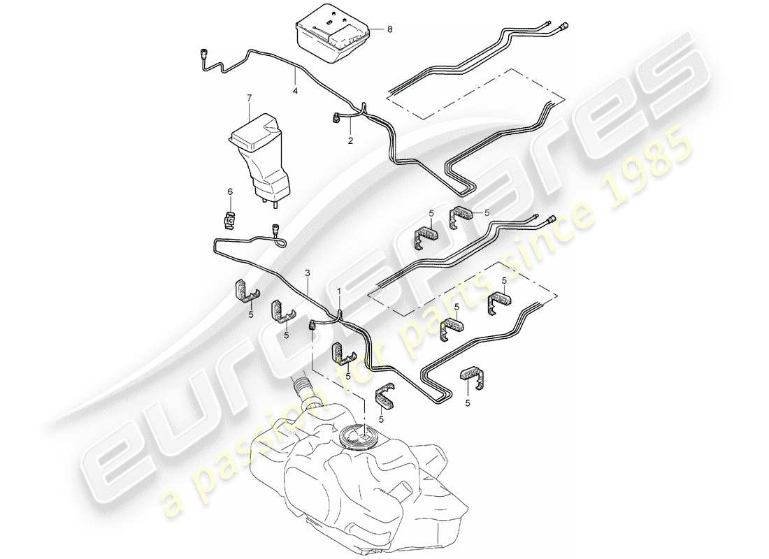 porsche 2007 (987 boxster) diagrama de piezas del sistema de combustible