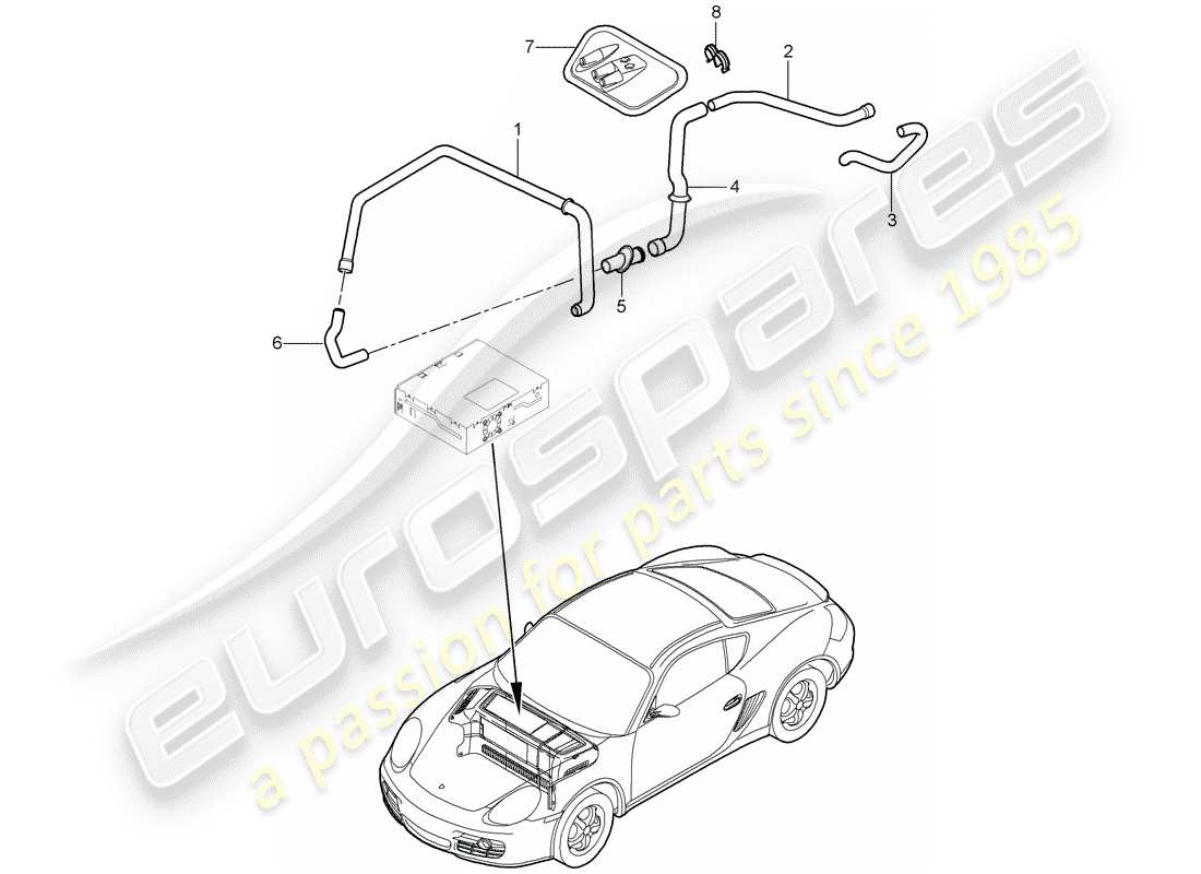 porsche 2012 (987 cayman) diagrama de piezas del compartimiento de equipaje