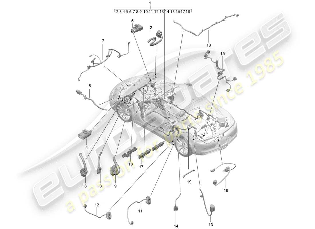 porsche 2016 (981 cayman) cableando arneses diagrama de piezas