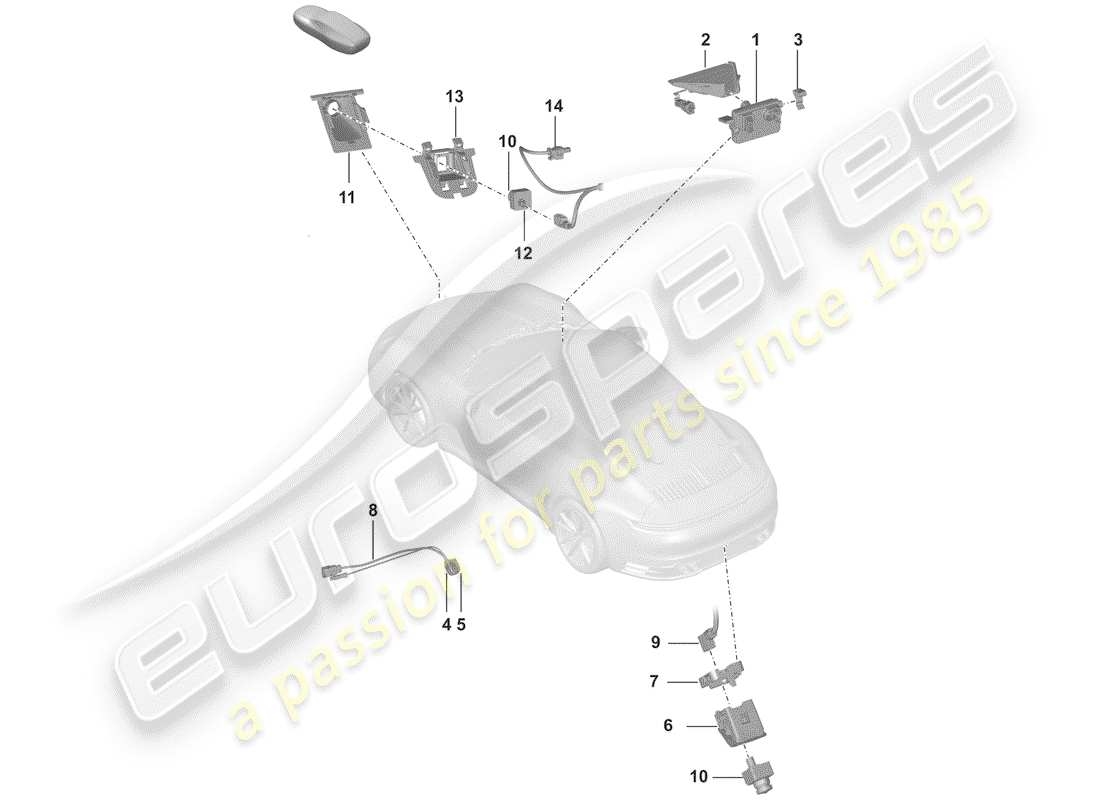 porsche 2019 (992-1) cámara frontal para diagrama de piezas