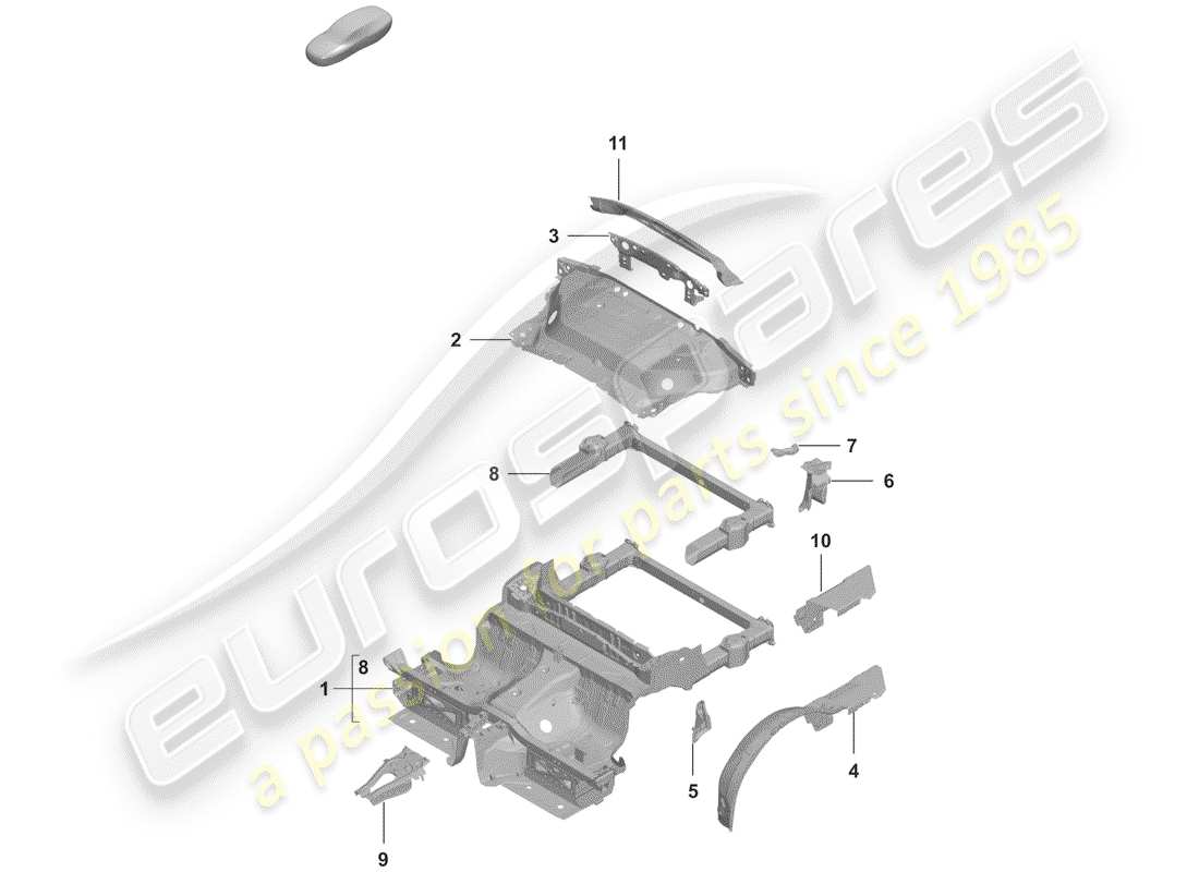 porsche 2020 (992-1) diagrama de piezas del extremo trasero