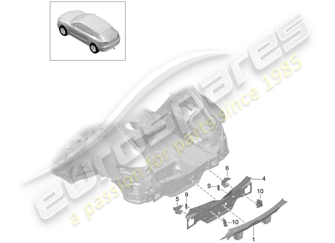 porsche 2014 (macan) diagrama de piezas del extremo trasero