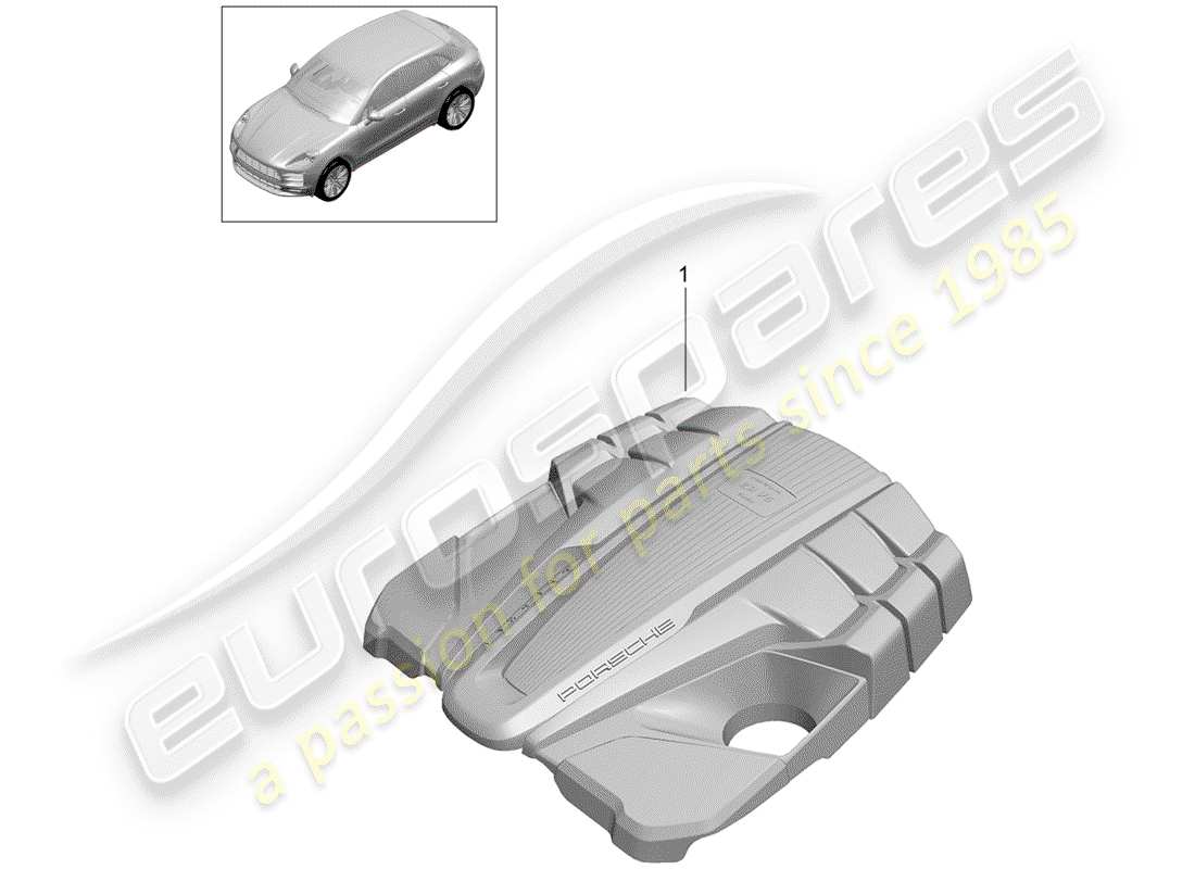 porsche 2019 (macan) diagrama de piezas de la cubierta del motor