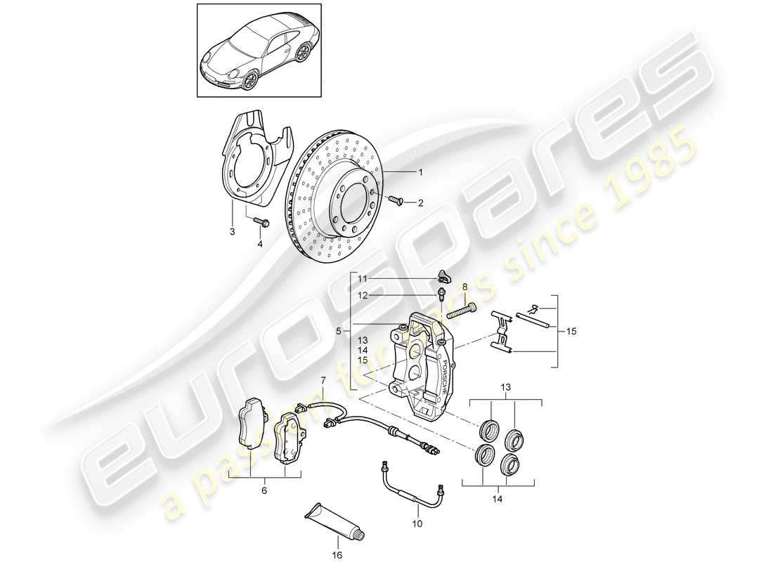 porsche 2012 (997-2) frenos de disco diagrama de piezas