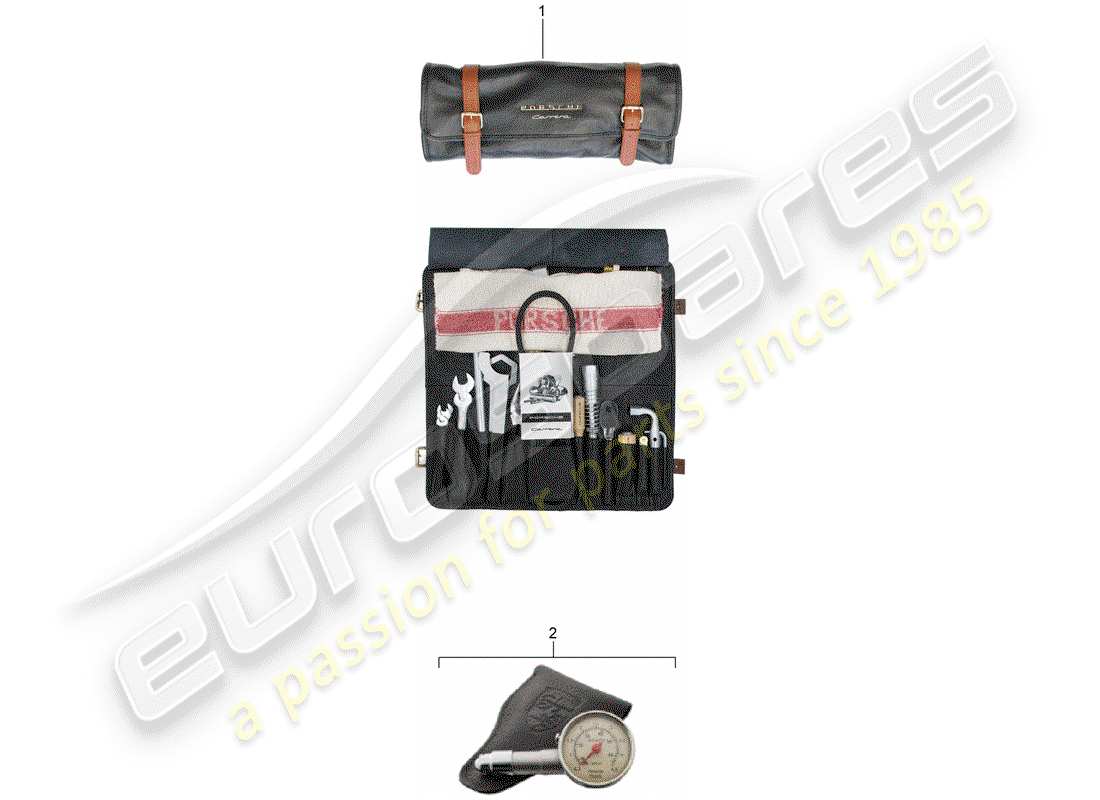porsche 2007 (accessories) bolsa de herramientas con herramientas diagrama de piezas