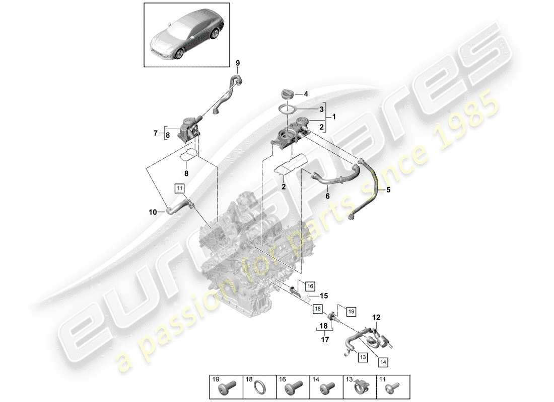 porsche 2017 (panamera 971-1) ventilation for cylinder block diagrama de piezas
