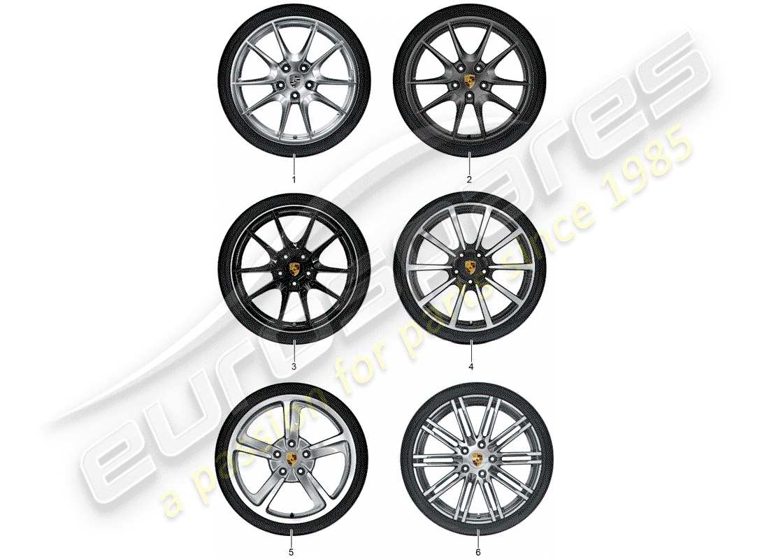 porsche 2015 (tequipment 98x/99x) 1 configurar llantas de aluminio con diagrama de piezas