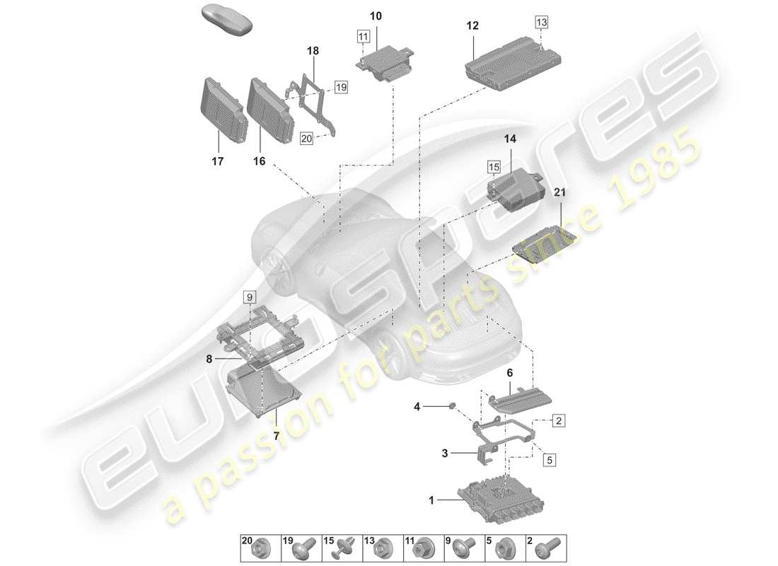 porsche 2020 (992-1) unidades de control diagrama de piezas
