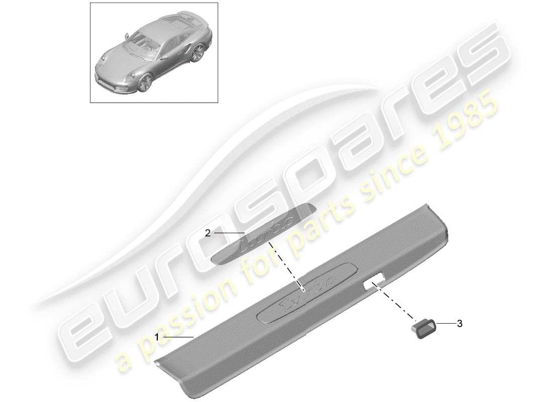 porsche 991 turbo (2020) placa de protección - panel de albergue diagrama de piezas