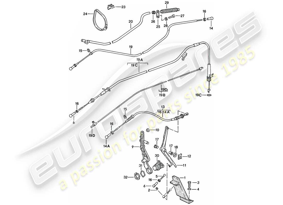 porsche 1986 (928) throttle control diagrama de piezas