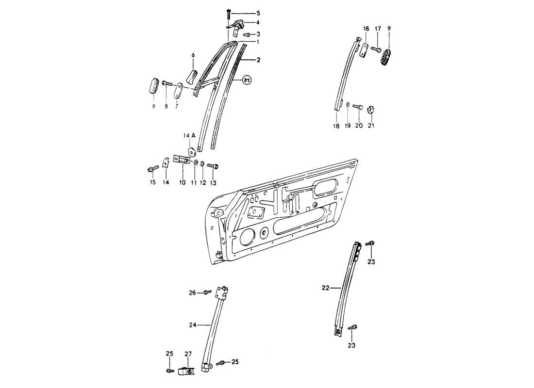 porsche 1994 (964) diagrama de piezas del marco de la ventana