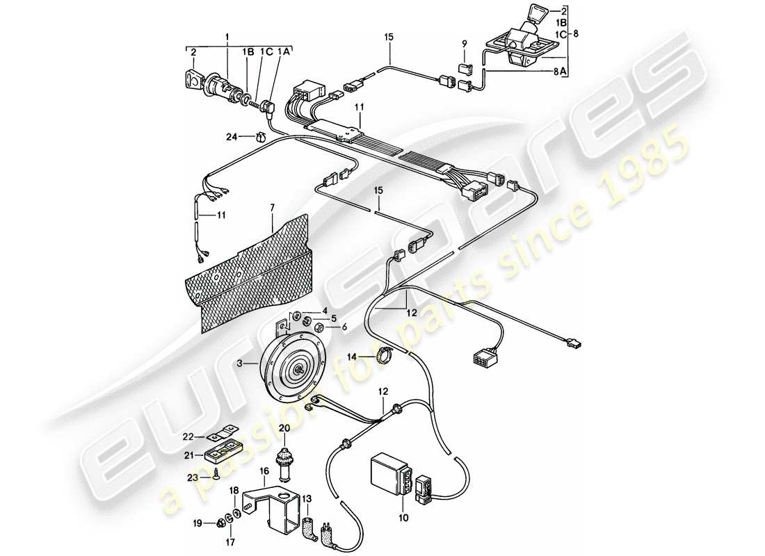 porsche 1978 (928) sistema de alarmas diagrama de piezas