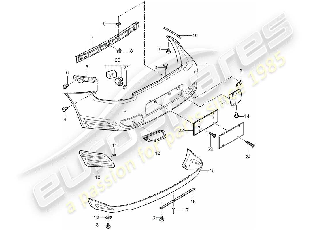 porsche 2008 (997-1 turbo / gt2) recubrimiento diagrama de piezas