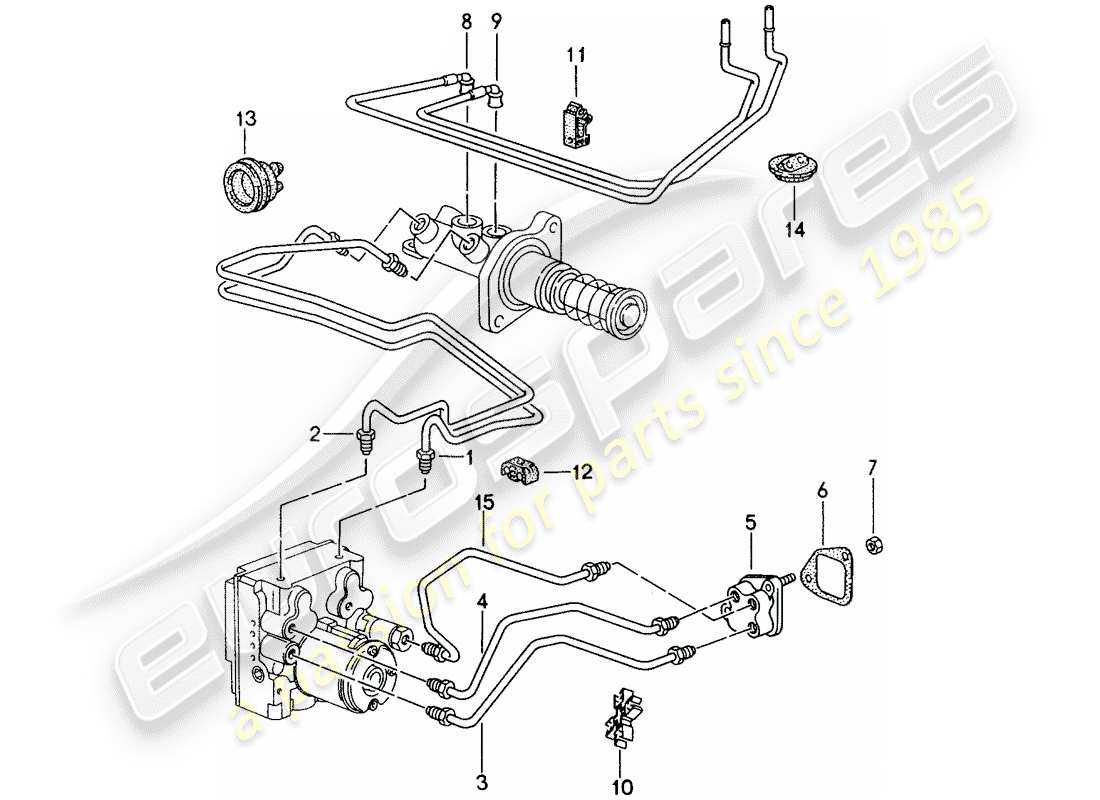 porsche 1996 (993) líneas de freno - extremo delantero diagrama de piezas