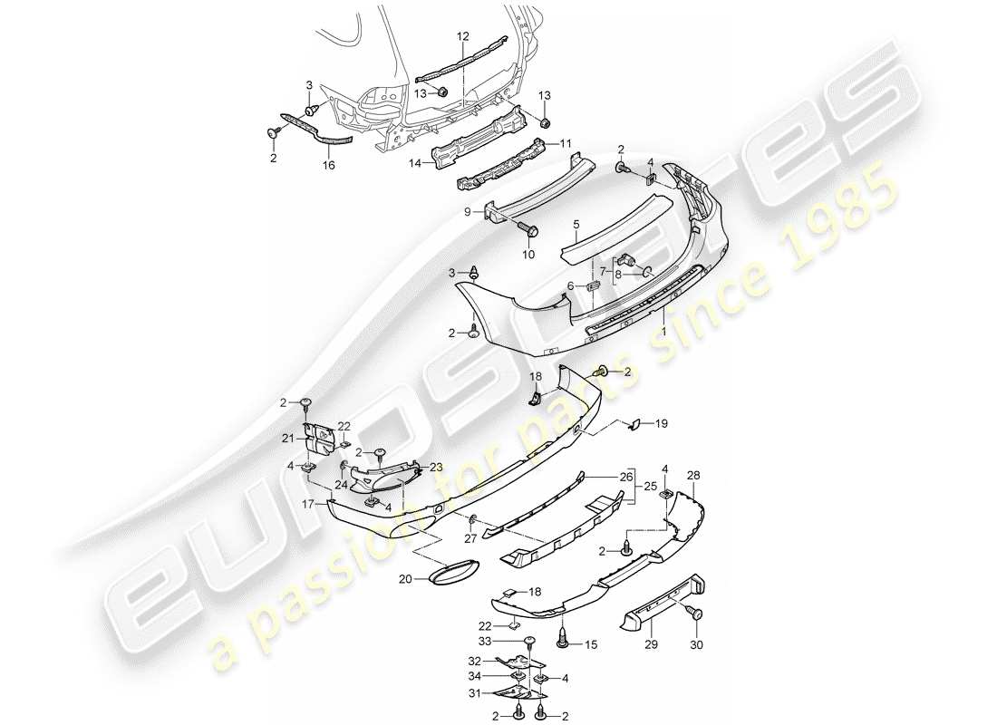 porsche 2008 (cayenne e1 9pa) recubrimiento diagrama de piezas