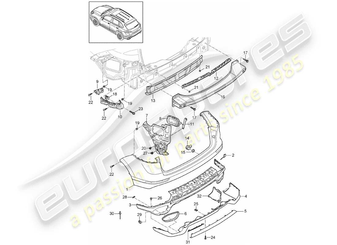 porsche 2016 (cayenne e2 92a) diagrama de piezas del revestimiento