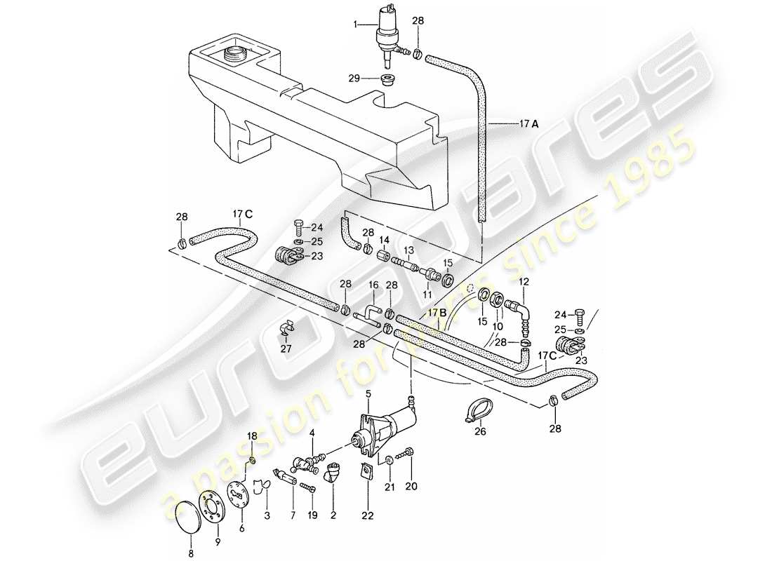 porsche 1987 (959) sistema arandela diagrama de piezas