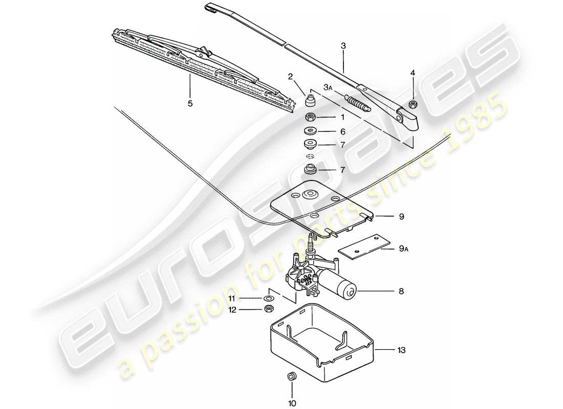 porsche 1977 (924) limpiaparabrisas trasero diagrama de piezas