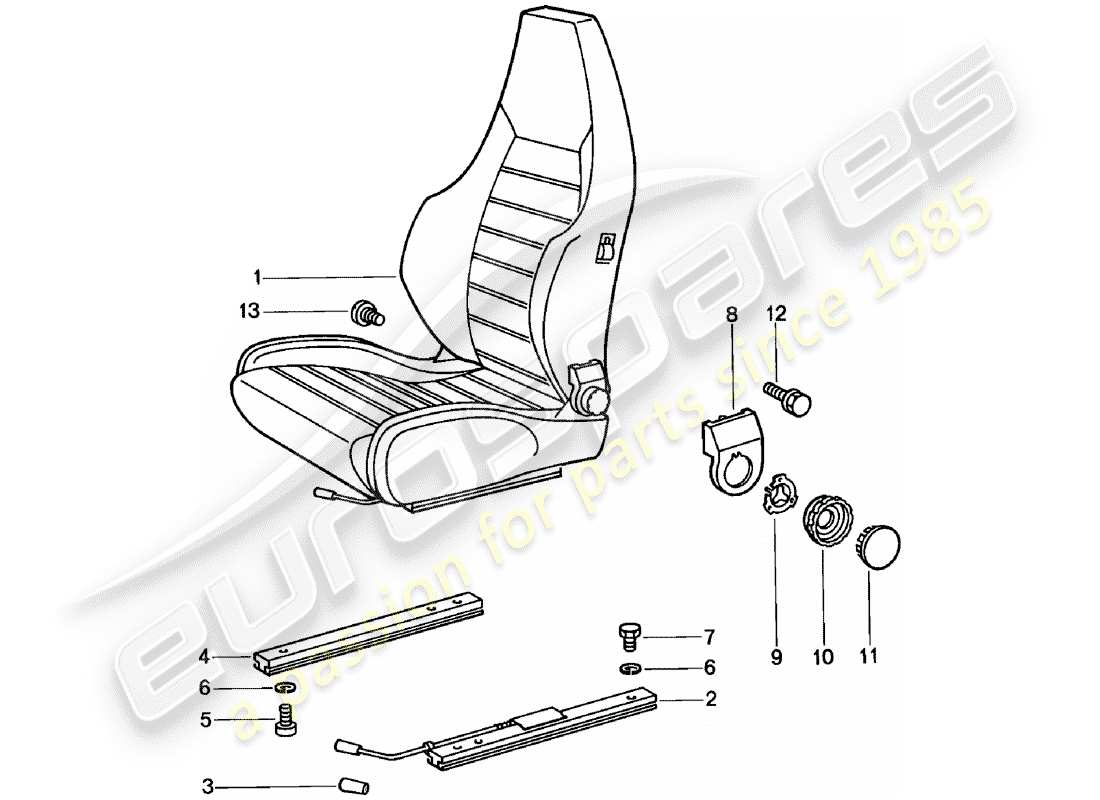 porsche 1982 (911) asiento deportivo - completo - d - mj 1981>> diagrama de piezas