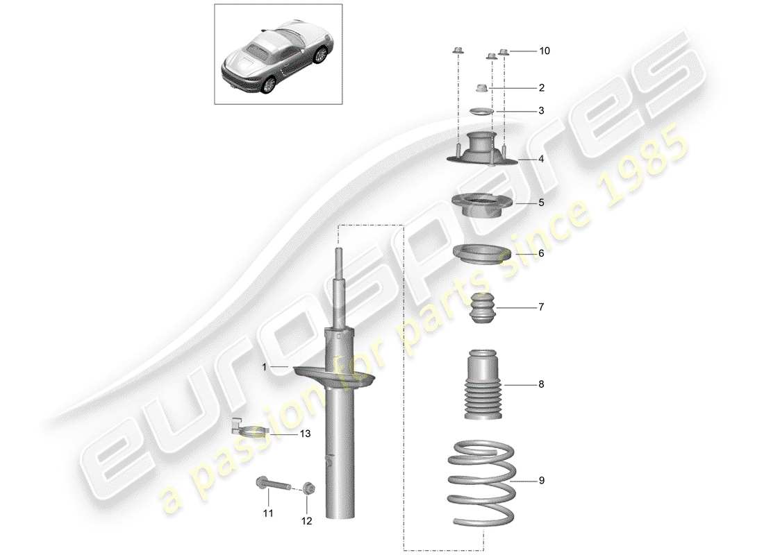 porsche 2020 (718 boxster) diagrama de piezas del amortiguador