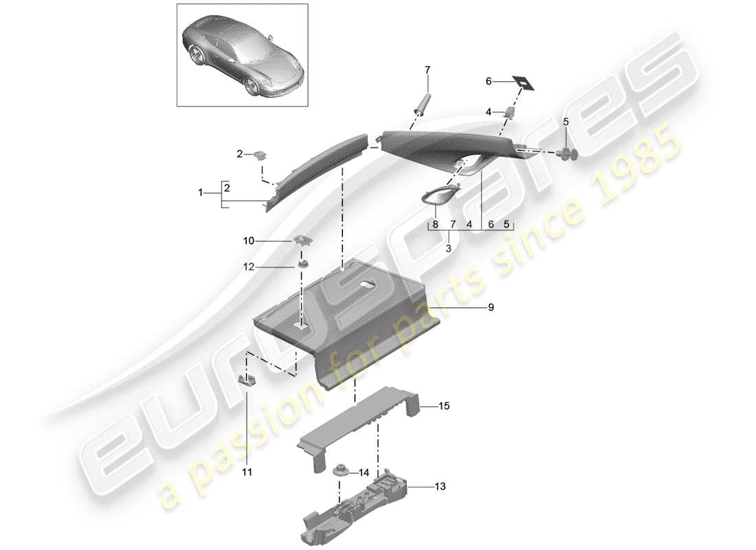 porsche 2014 (991-1) diagrama de piezas de trims
