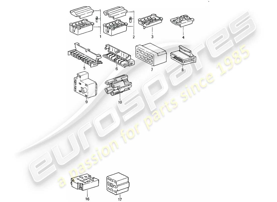 porsche 1989 (964) carcasa del conector - 8-pole - 9-pole diagrama de piezas