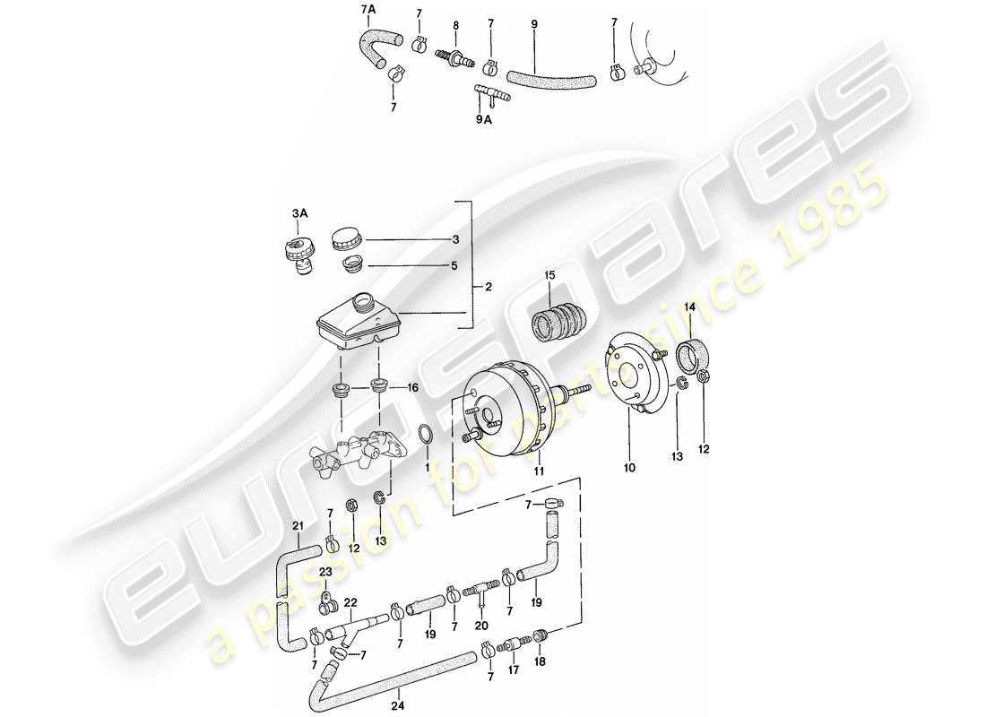 porsche 1978 (924) depósito - refuerzo de freno diagrama de piezas