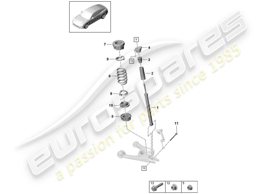 porsche 2017 (panamera 971-1) suspensión diagrama de piezas