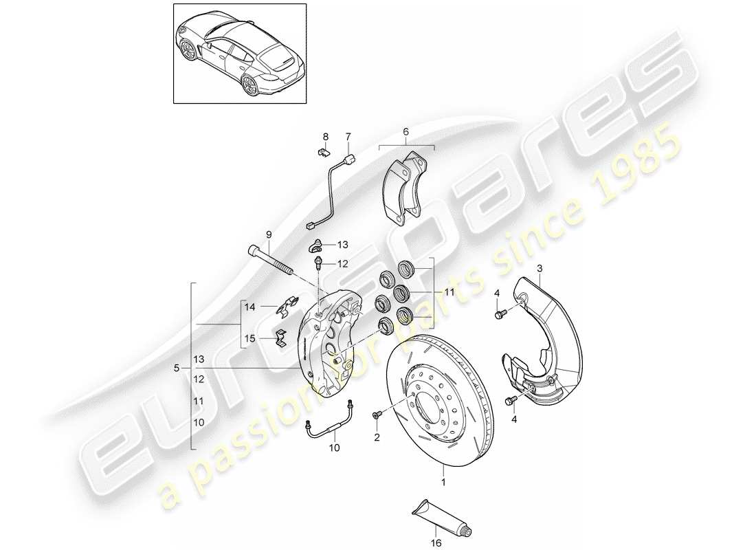 porsche 2016 (panamera 970) frenos de disco diagrama de piezas