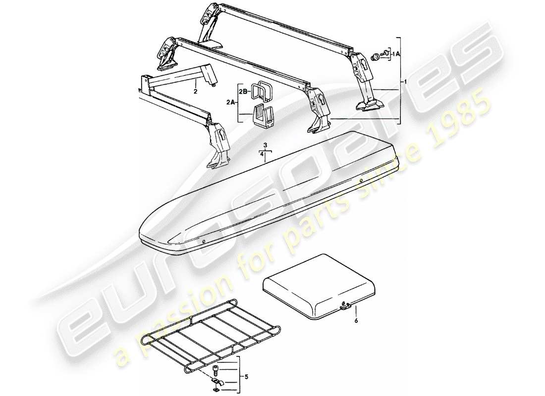 porsche 1982 (911) sistema de transporte en techo - - 1 - diagrama de piezas