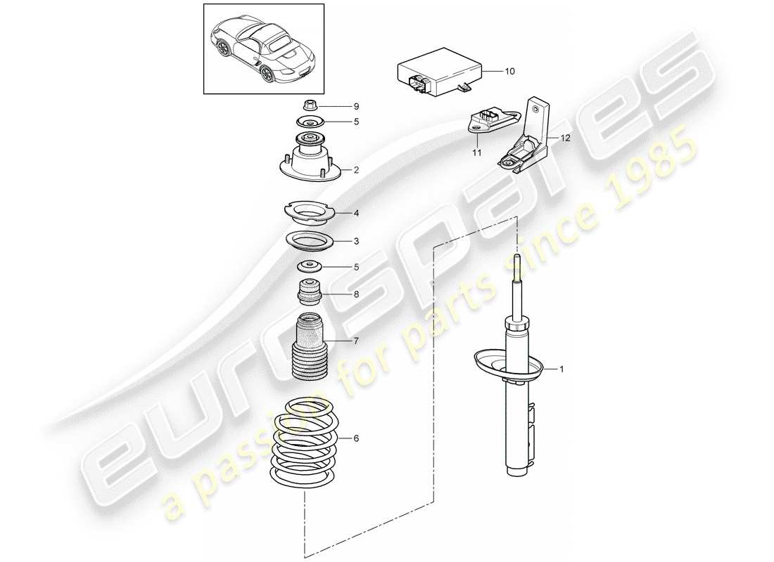 porsche 2009 (987 boxster) amortiguador diagrama de piezas