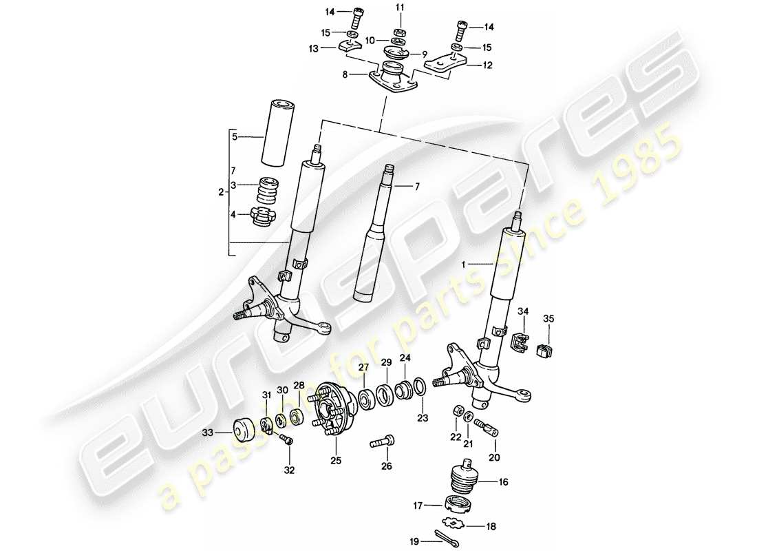 porsche 1984 (911) puntal amortiguador - lubricantes diagrama de piezas
