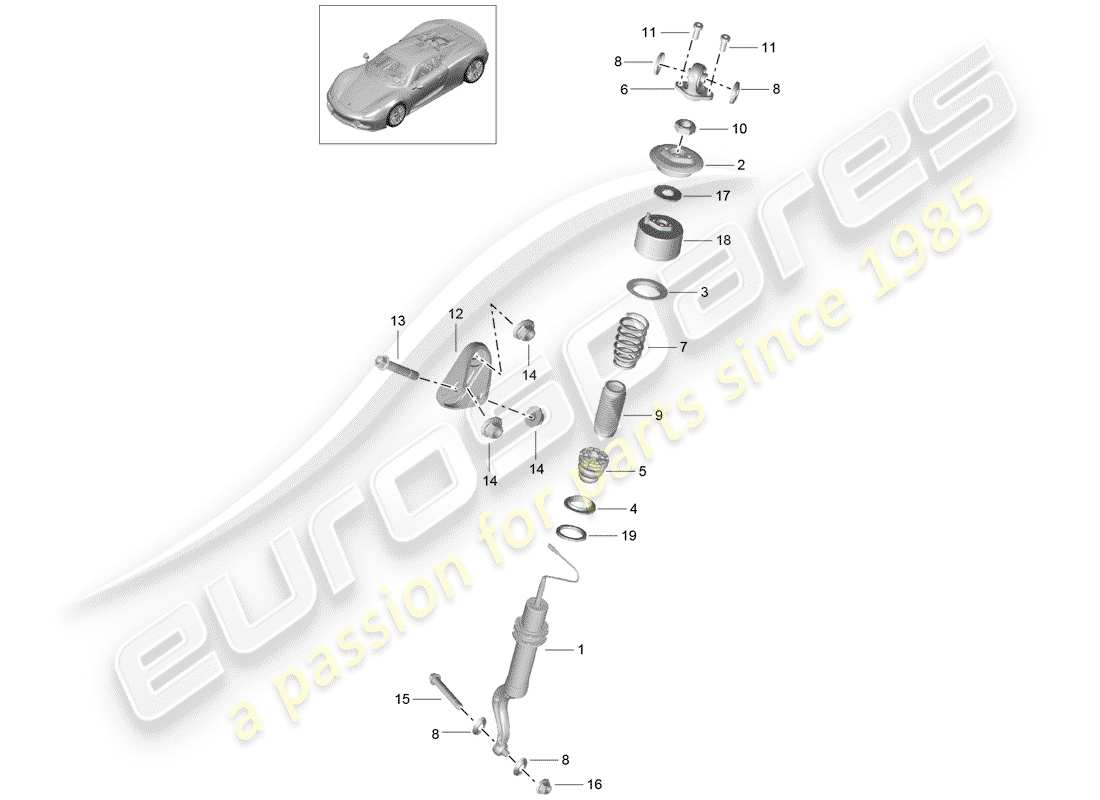 porsche 2015 (918 spyder) suspensión diagrama de piezas