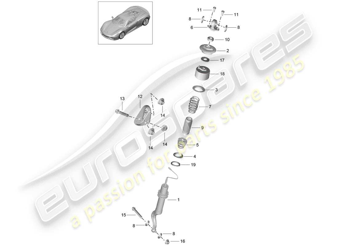 porsche 918 spyder (2015) diagrama de piezas de suspensión