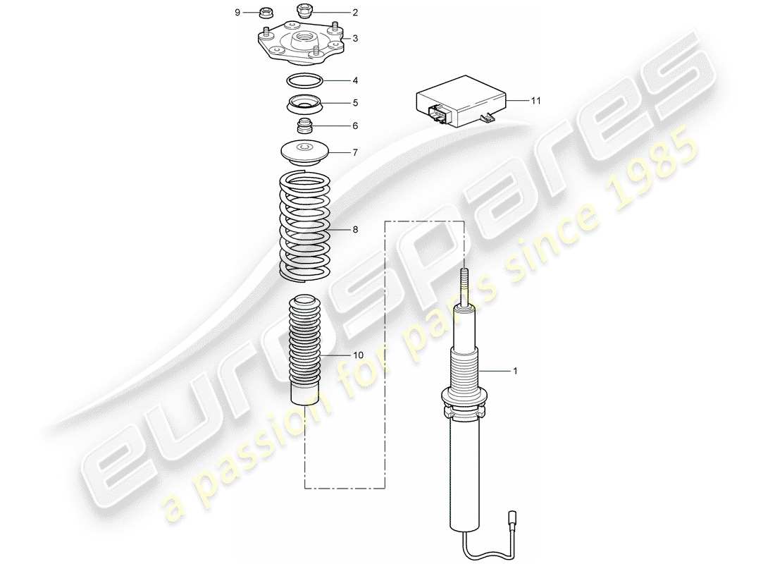 porsche 2009 (997-2 gt3) suspensión diagrama de piezas