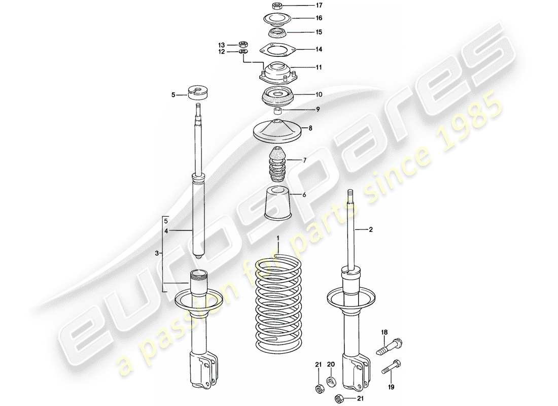 porsche 1984 (944) suspensión - amortiguador diagrama de piezas