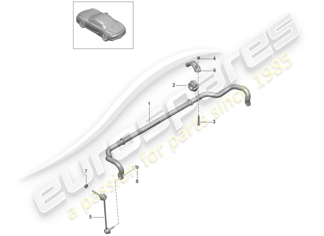 porsche 2013 (981 boxster) diagrama de piezas del estabilizador