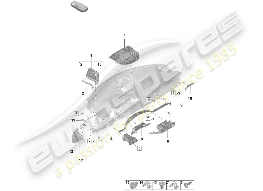 porsche 2020 (992-1) accesorios diagrama de piezas