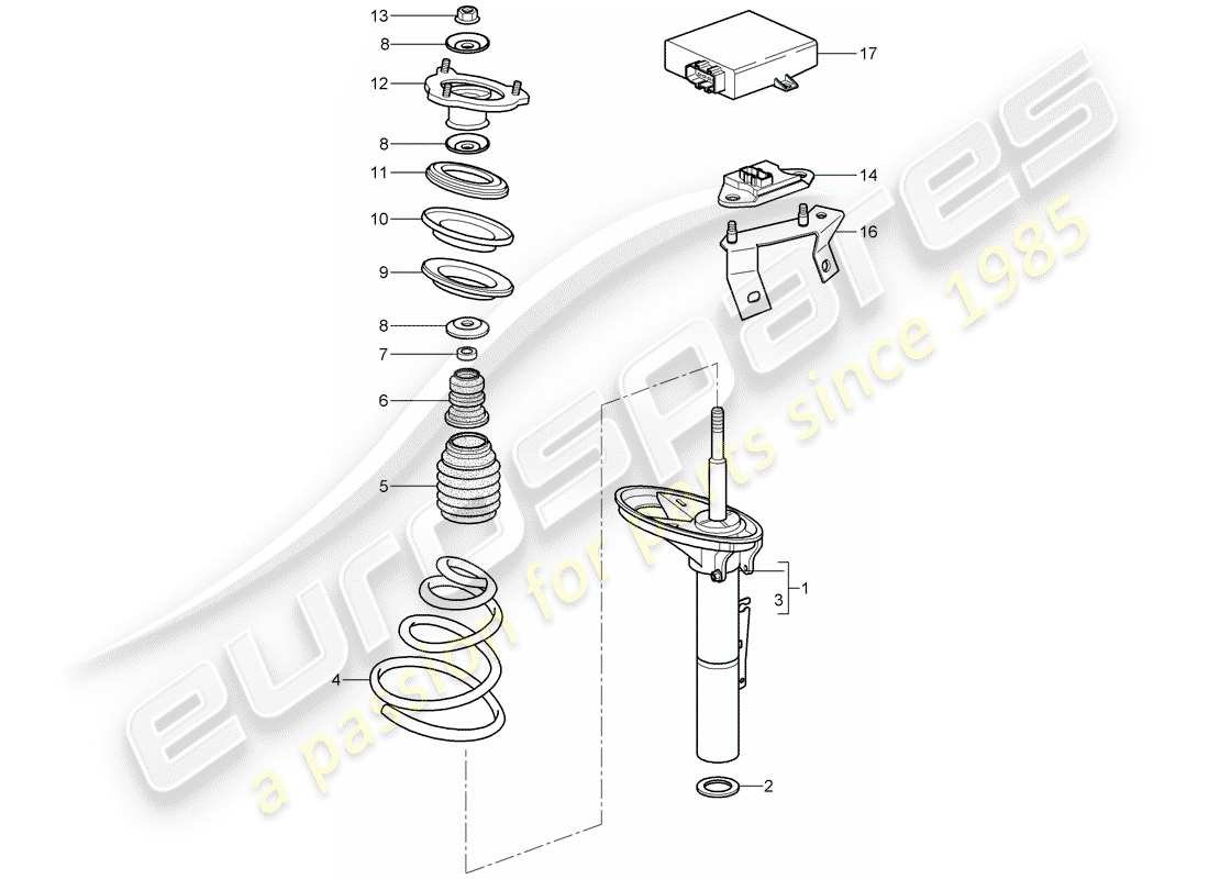 porsche 2008 (997-1 turbo / gt2) suspensión diagrama de piezas