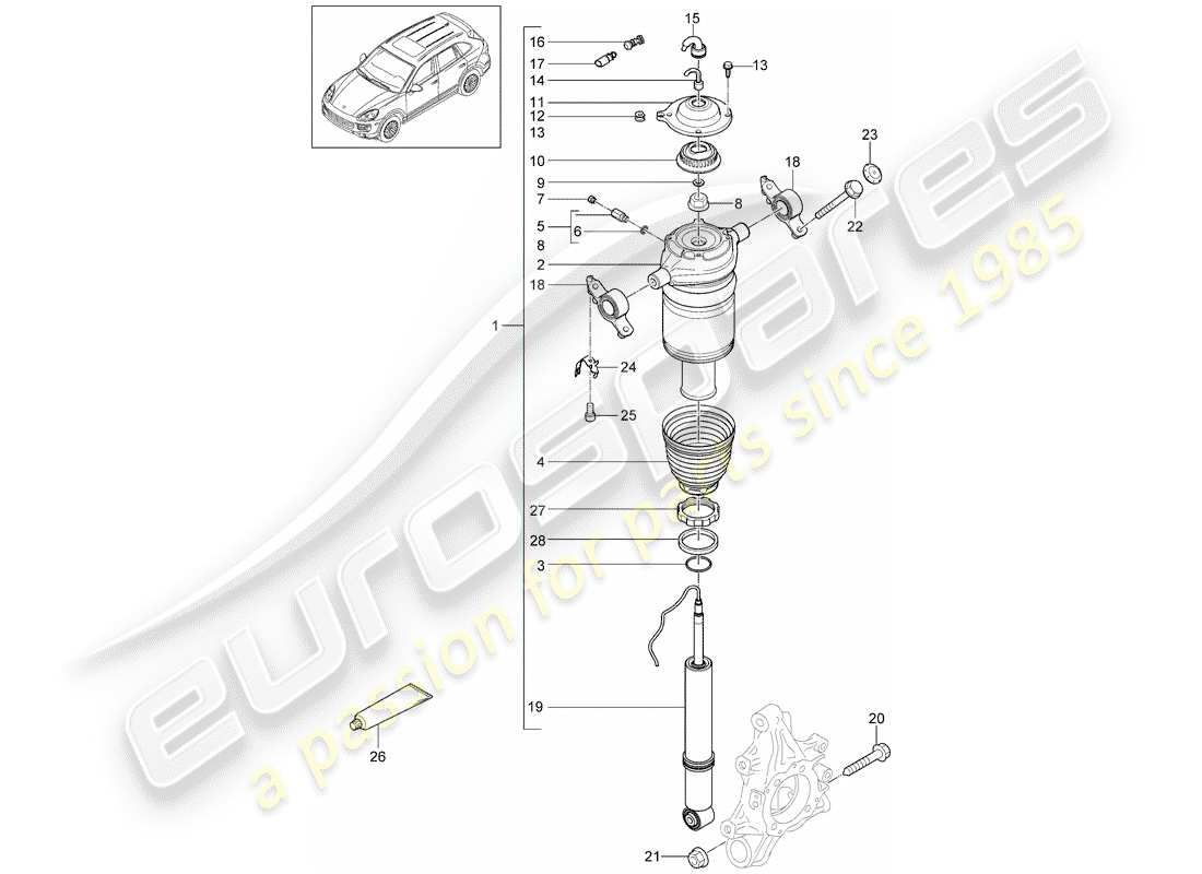 porsche 2016 (cayenne e2 92a) diagrama de piezas de suspensión