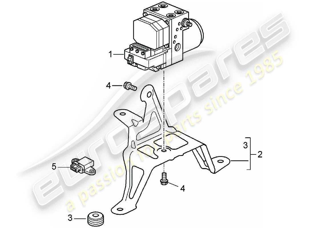 porsche 2003 (996 turbo / gt2) grupo hidráulico - sistema de freno antibloqueo -abs- - diagrama de piezas de control